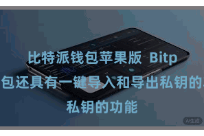比特派钱包苹果版 Bitpie钱包还具有一键导入和导出私钥的功能